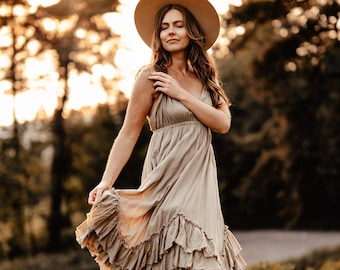 Cotton Brown Midi Dress, Women's Cute Dress, Plain Brown Dress - Etsy