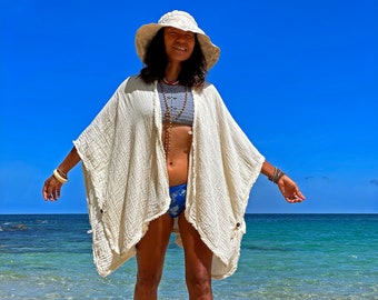 Women White Kimono, White women Cover Up, Beach White Wrap Up, Beach Women Kimono, Beach Cotton Wrap Up, Off White Wrap Kimono, Women Kimono