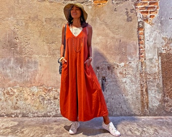 Orange Overall Dress - Etsy