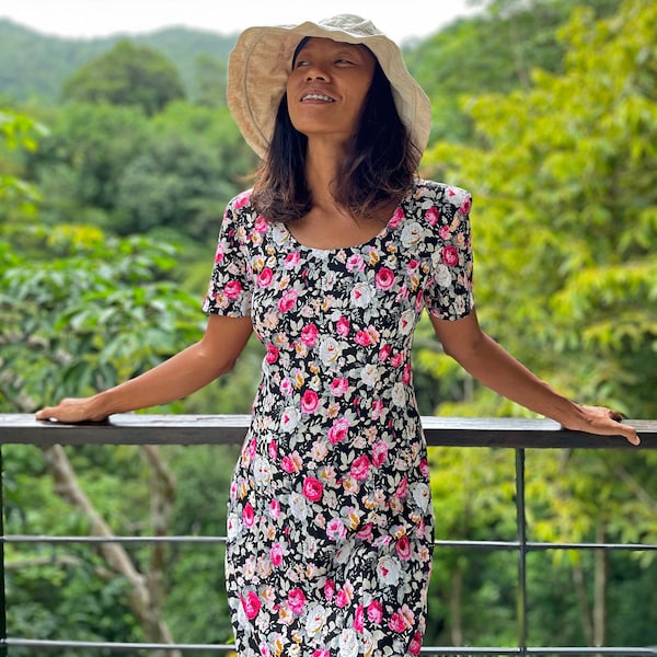 Robe maxi à fleurs rouge pour l'été, robe longue et élégante en rayonne pour femme, robe maxi à fleurs ample avec taille cravate