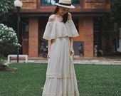 Ruffle Dress, Maxi White Dress, Summer Dress, Festival Dress, Boho Wedding Dress, Summer Boho Dress, Off Shoulder Dress, Summer White Dress