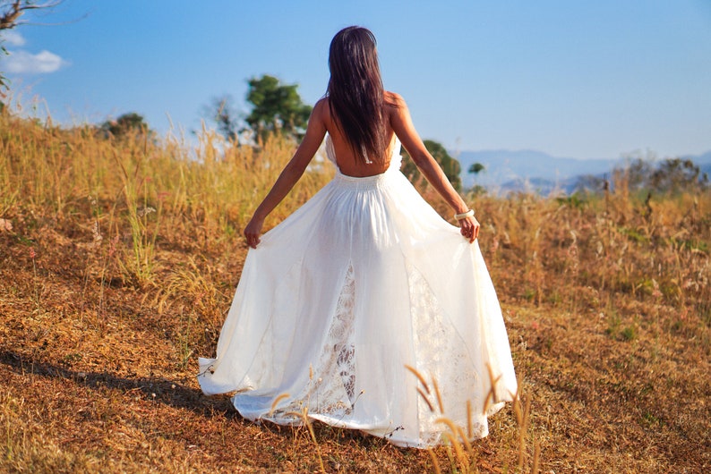 Boho-Kleid, böhmisches Kleid, Boho-Hochzeitskleid, böhmisches Hochzeitskleid, Frauen-Boho-Kleid, weißes Boho-Hochzeitskleid, Boho-Kleid Bild 8