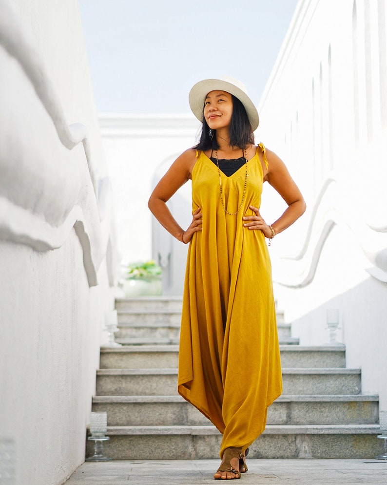 Jumpsuit Women Harem Jumpsuit Yellow Jumpsuit Plus Size Etsy