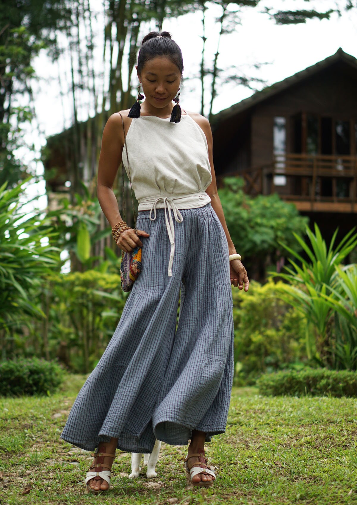 Loose Fit Striped Wide Leg Pants for 