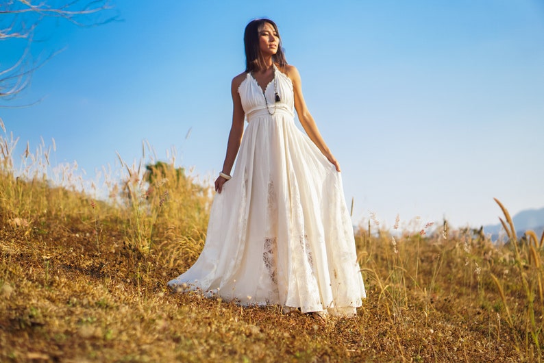 Boho-Kleid, böhmisches Kleid, Boho-Hochzeitskleid, böhmisches Hochzeitskleid, Frauen-Boho-Kleid, weißes Boho-Hochzeitskleid, Boho-Kleid Bild 9