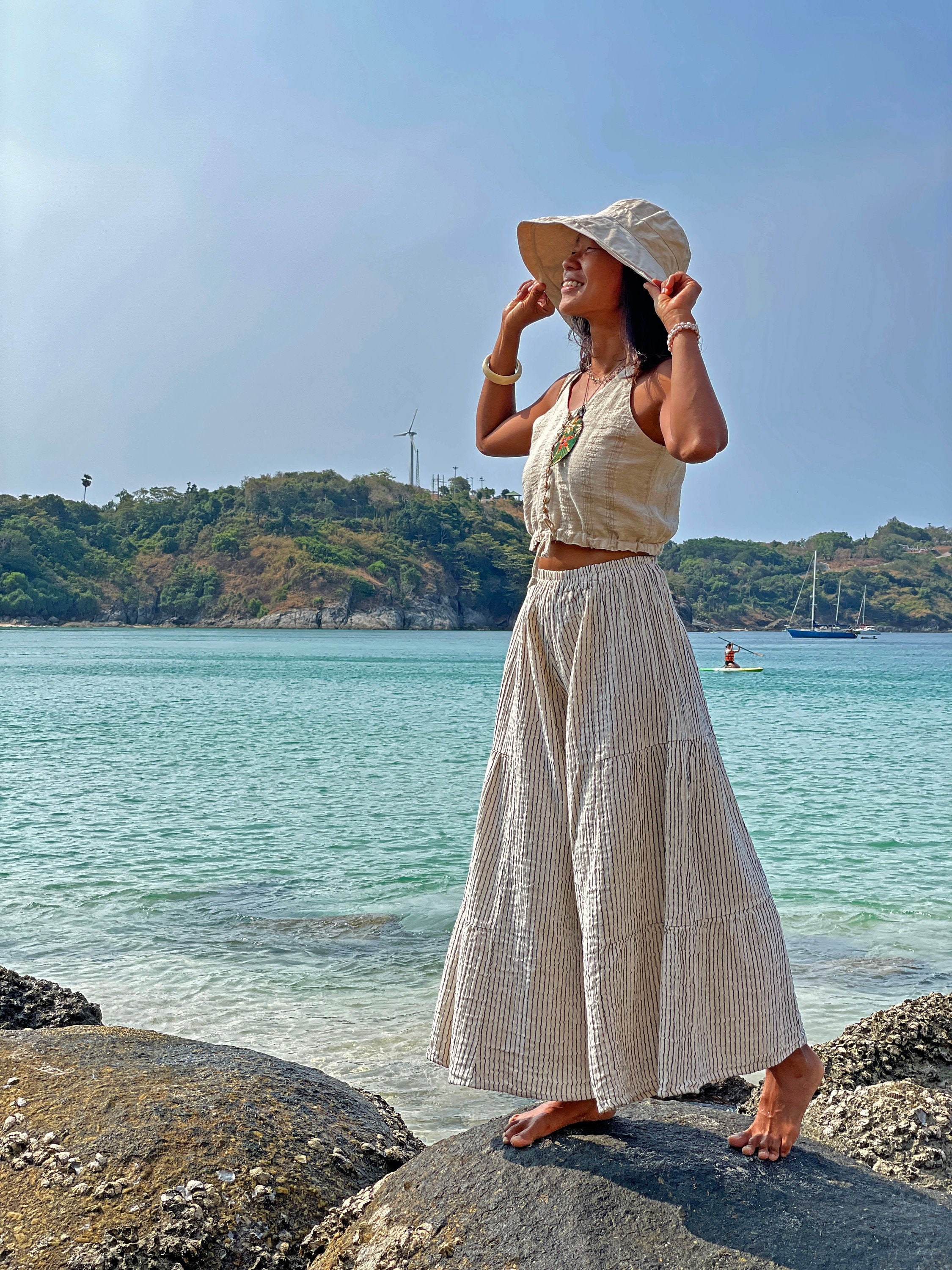 Wide Leg Pants White Summer Pants Boho 
