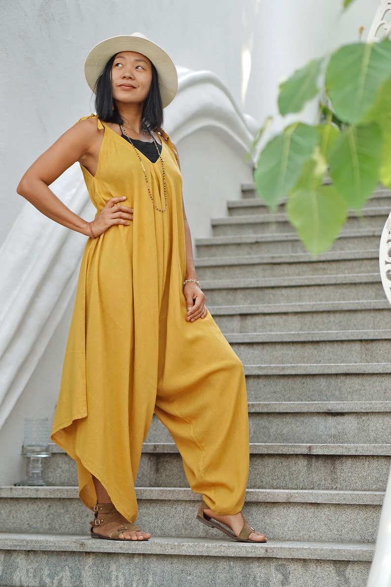 Jumpsuit Women Harem Jumpsuit Yellow Jumpsuit Plus Size Etsy