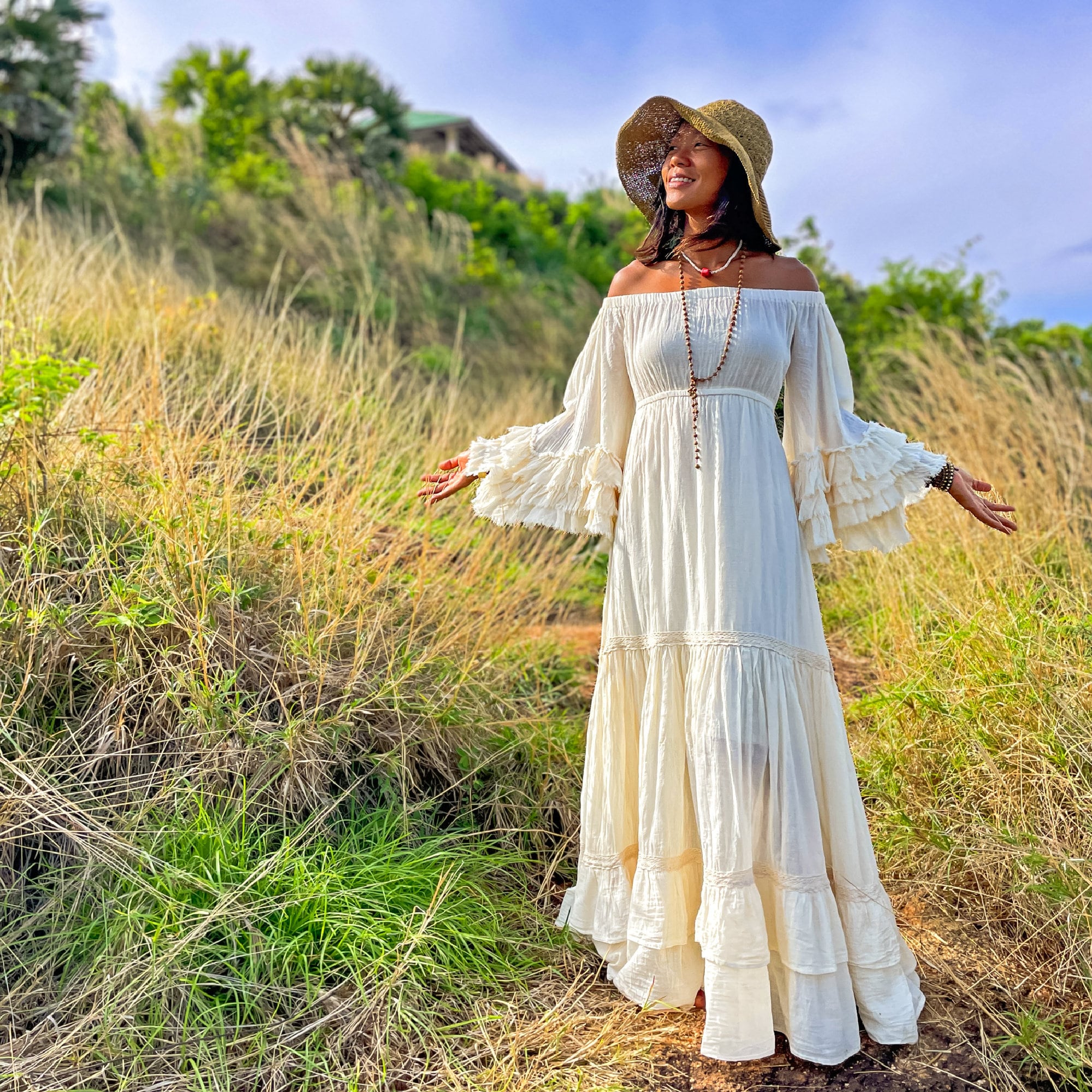 Long Sleeved Cream Boho Maxi Dress - Etsy Long Sleeved Cream Boho Maxi Dress - Etsy
