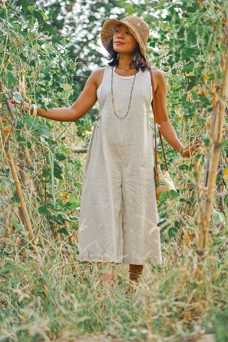 Linen Jumpsuit Dress Linen Overalls White Jumpsuit Summer Etsy