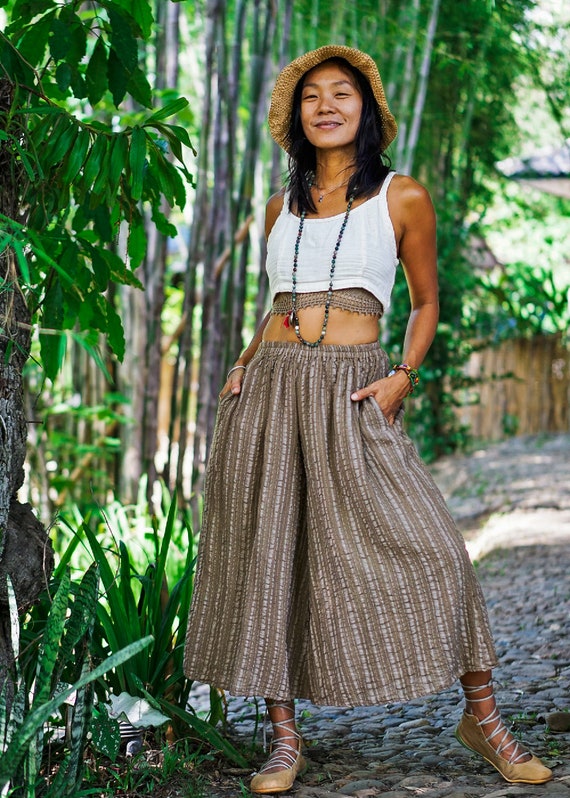 Wide leg cotton capris cheap