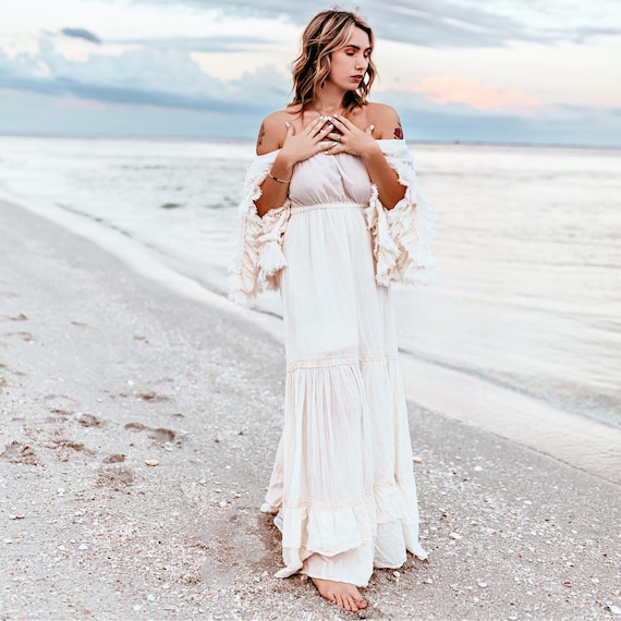 white lace maxi beach dress Off — Boho Wedding Guest Dress, Off-shoulder Cotton Dress, Flowy Summer Event Outfit Women, Vacation Long Lace Color:Pewter Heather Staff Picks: Our Team's lace material Pullover dress green dress for women