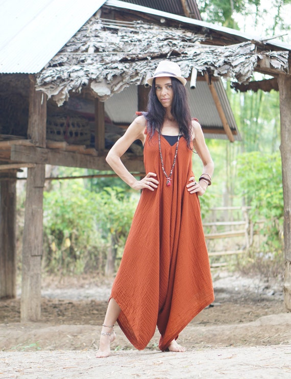 burnt orange jumpsuit womens