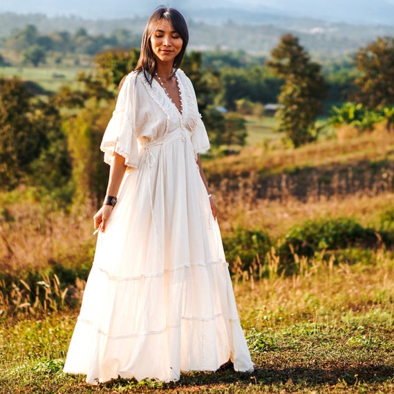 Beach Dress, White Cotton Dress, Women Maxi Dress, Bohemian Wedding Dress,  Cotton Bridal Dress, Plus Size Clothing, Feminine Summer Dress -  Canada