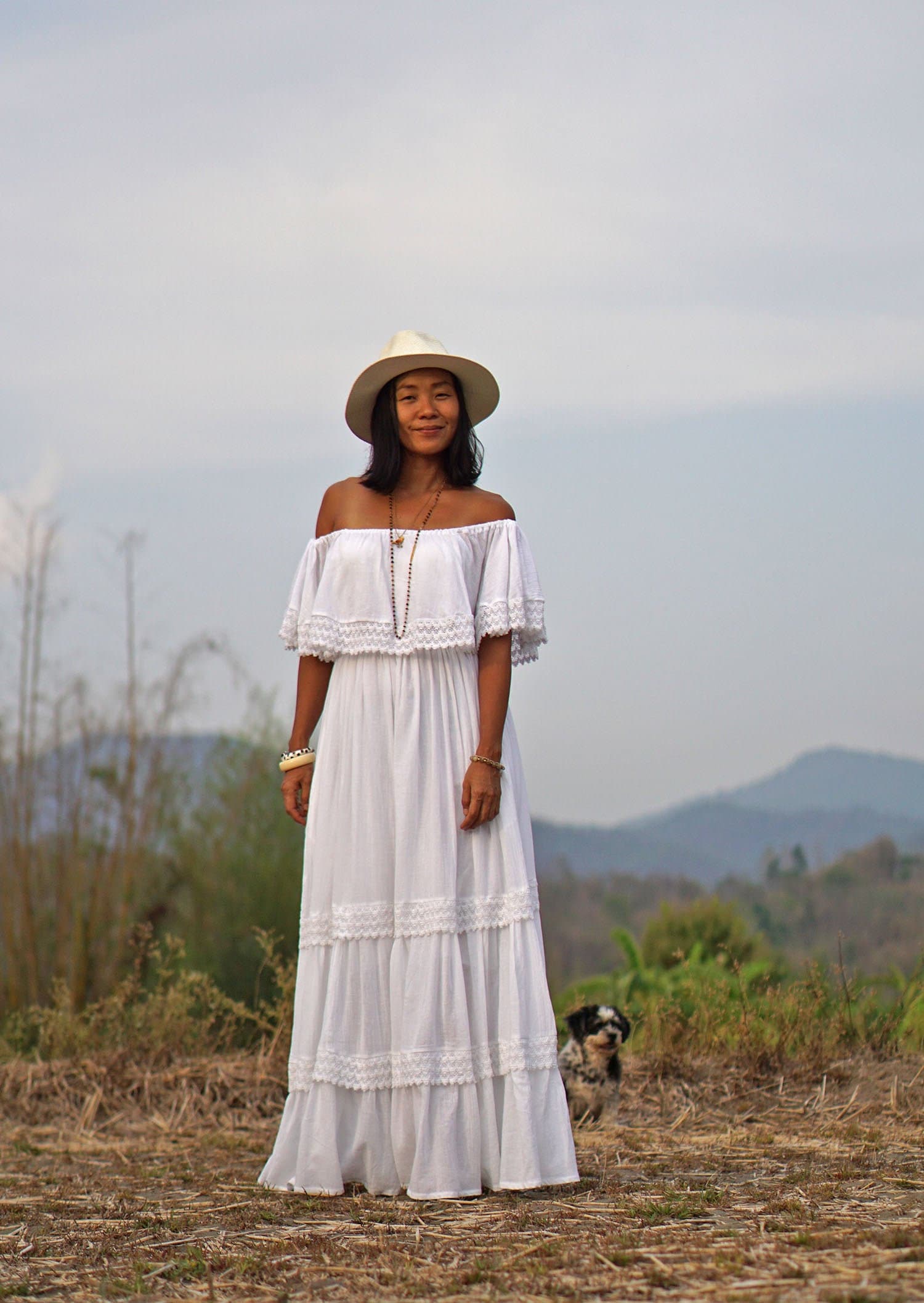 bohemian white cotton dress