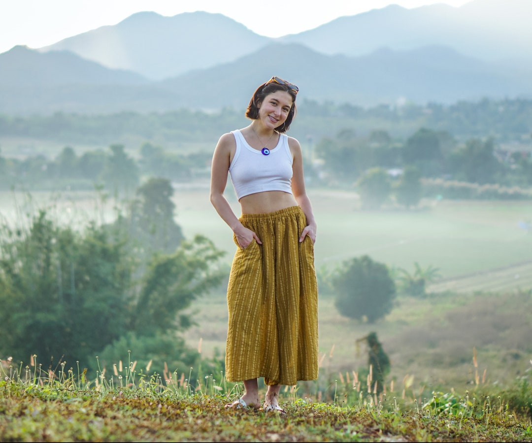 Yellow Mustard Pants Yellow Linen Pants Linen Cotton Pants Etsy Canada