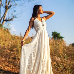 Boho-Kleid, böhmisches Kleid, Boho-Hochzeitskleid, böhmisches Hochzeitskleid, Frauen-Boho-Kleid, weißes Boho-Hochzeitskleid, Boho-Kleid Bild 5