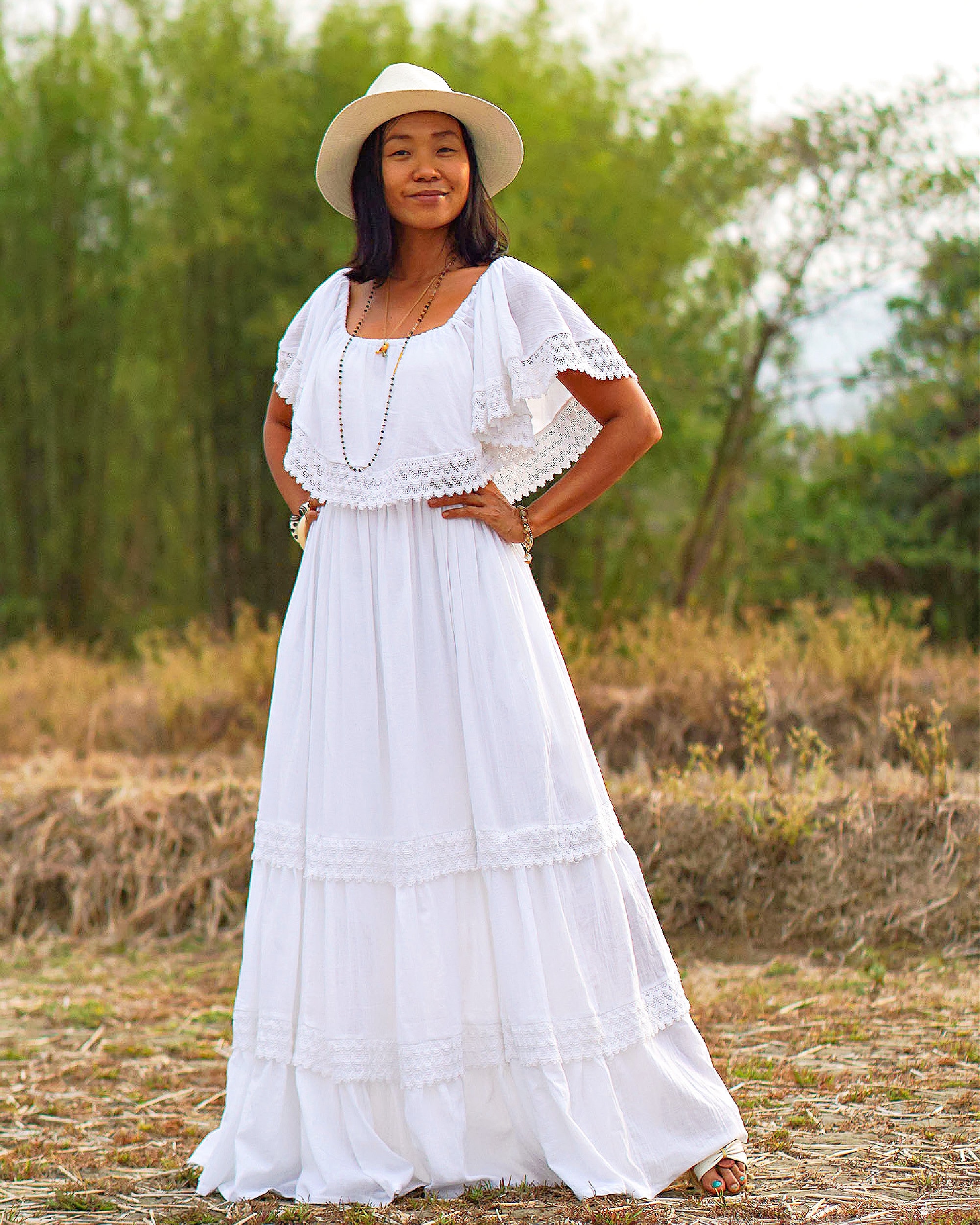 Fashion (white Dress122cm)White Dress Elegant Fairy Chiffon Off Shoulder  Dress Maxi Long Sleeve Beach Dresses Women Boho Autumn Clothes Vintage MAA  @ Best Price Online