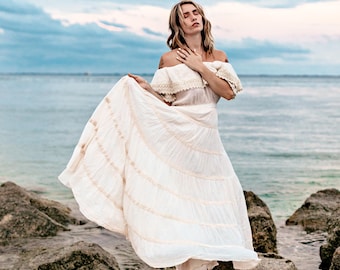 crochet lace midi dress Women's Celine Crochet Lace Boho Midi Dress | Cream L | Women's Online Boutique | Boho Chic Style main image 0