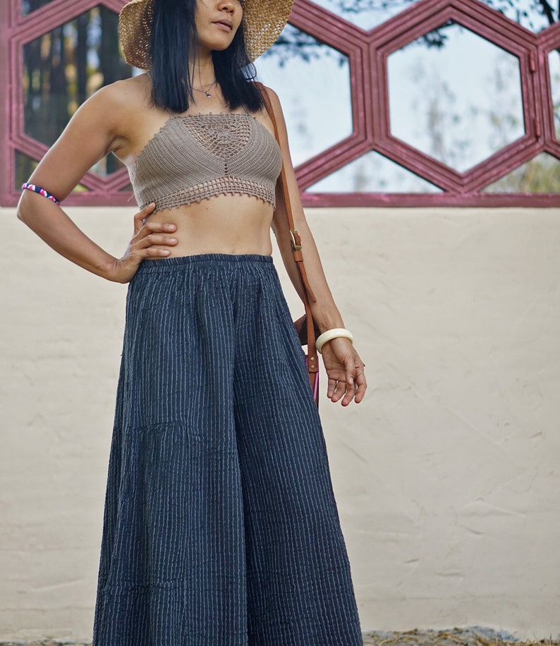 Handmade Hand Crochet Clear Brown Crop Top for Yoga Back and Neck Tie Crochet Top For Summer or Beach Bohemian Crochet Crop Top for Yoga