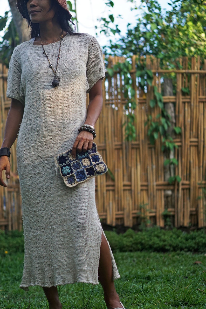 Hemp Dress Crochet Dress Long Knitted Dress Organic Etsy