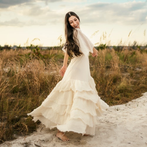 Hippy Gypsy Boho Dresses Boho Wedding Dress: Cecilia  Strapless Ivory Raw  Cotton Maxi Bridal Gown Australia