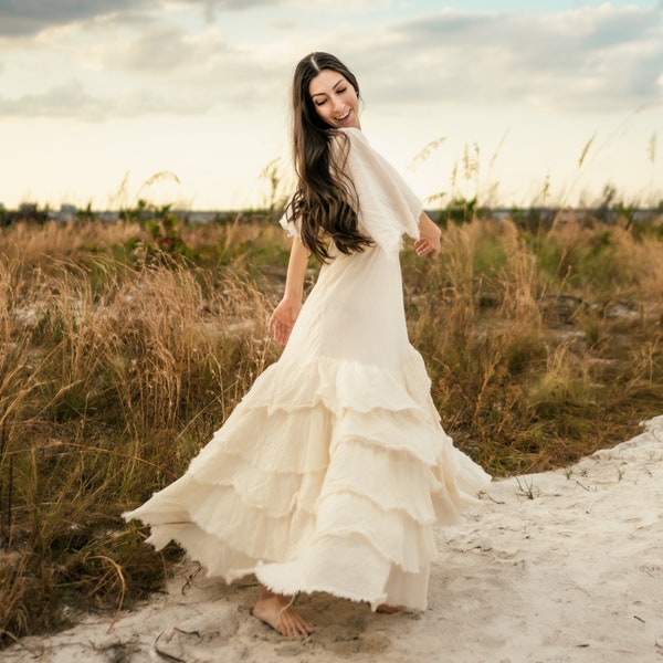 Boho Kleid, Boho Hochzeitskleid, Boho Kleid, Fotoshooting Kleid, Baumwollkleid, Maxikleid, Boho Hochzeitskleid, langes weißes Kleid, Kleid