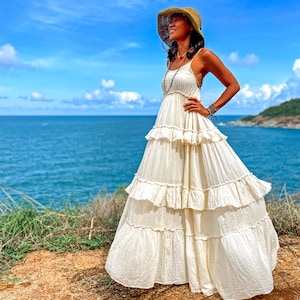 Fashion (white Dress122cm)White Dress Elegant Fairy Chiffon Off Shoulder  Dress Maxi Long Sleeve Beach Dresses Women Boho Autumn Clothes Vintage MAA  @ Best Price Online