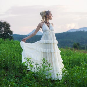 Maxi Women Dress, Long Ruffle Dress, White Boho Dress, Long Wedding Dress, Maxi Bohemian Dress, White Cotton Dress, Summer Cotton Dress