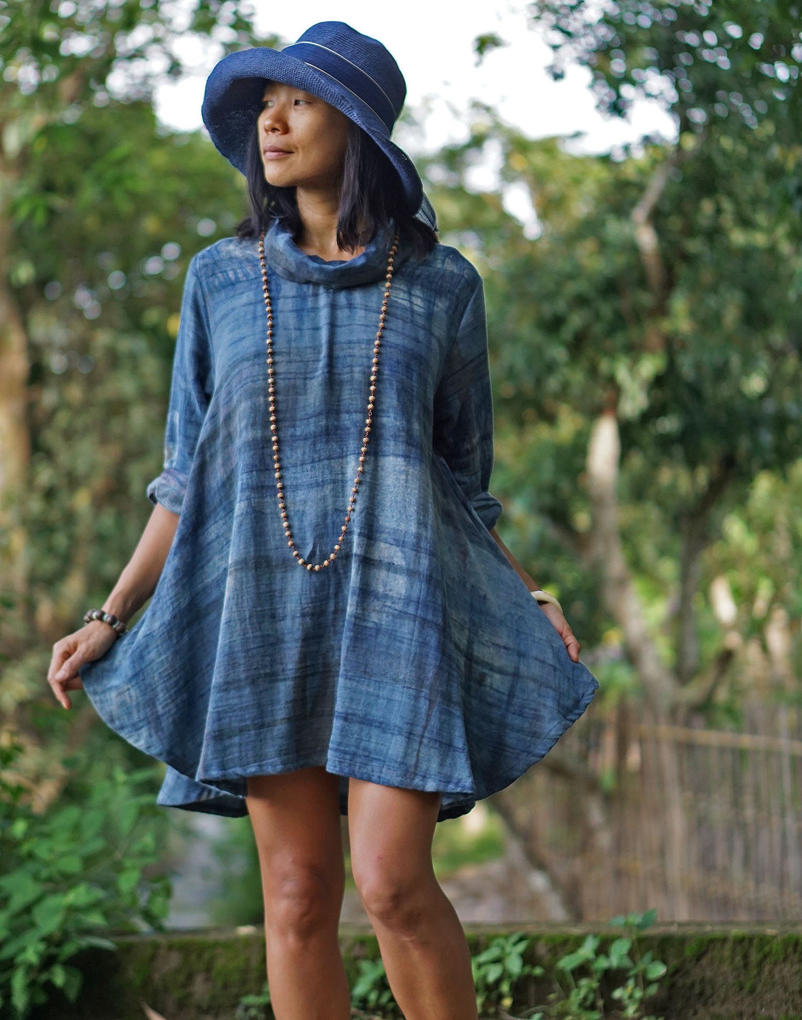 Mini Dress Long Sleeves Cotton Mini Dress Blue Mini Dress | Etsy