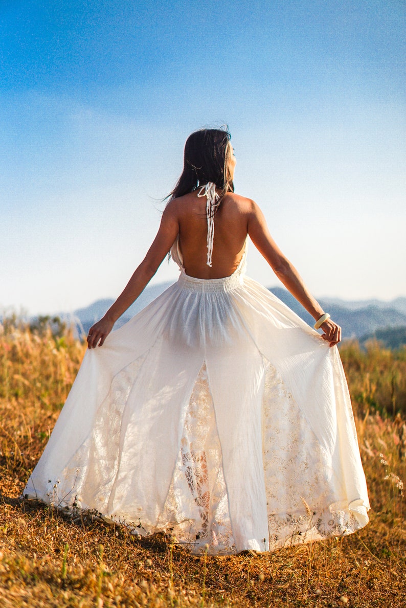 Boho-Kleid, böhmisches Kleid, Boho-Hochzeitskleid, böhmisches Hochzeitskleid, Frauen-Boho-Kleid, weißes Boho-Hochzeitskleid, Boho-Kleid Bild 4