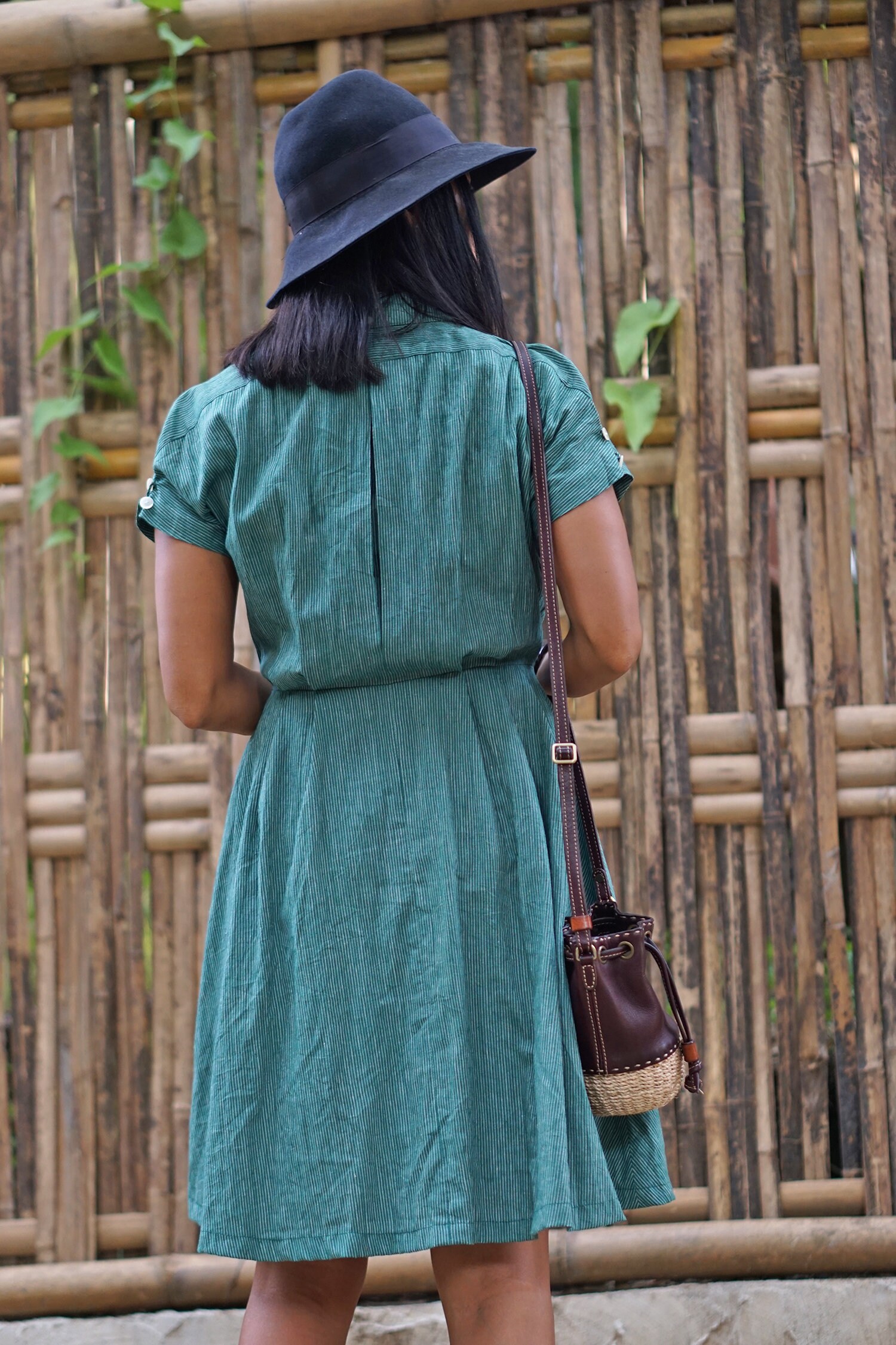 Linen Mini Dress With Scallop Hem main image 1