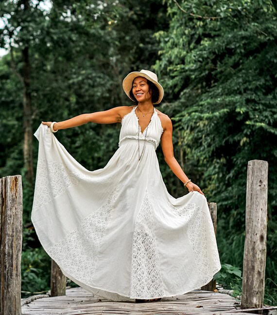 Boho style white dress Outlet