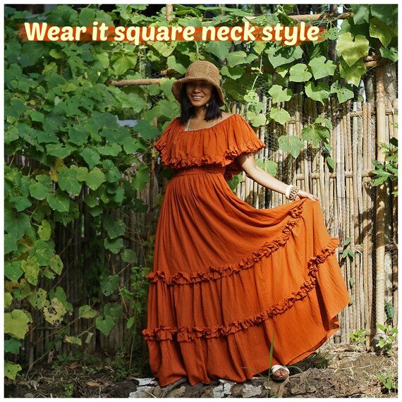 boho burnt orange maxi dress