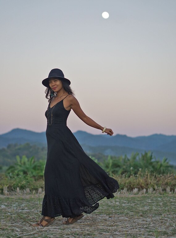 Black Maxi Dress Prom Dress Boho Dress 