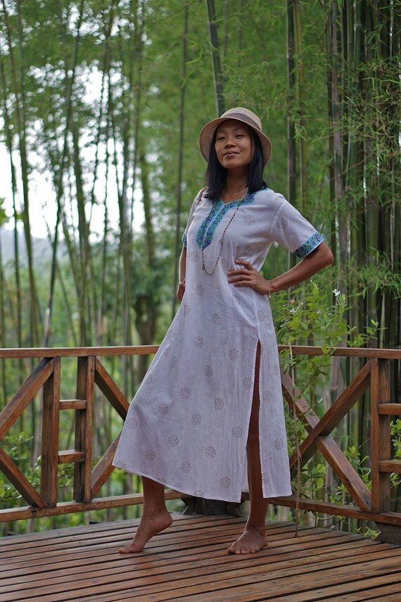 Long white cheap tunic dress