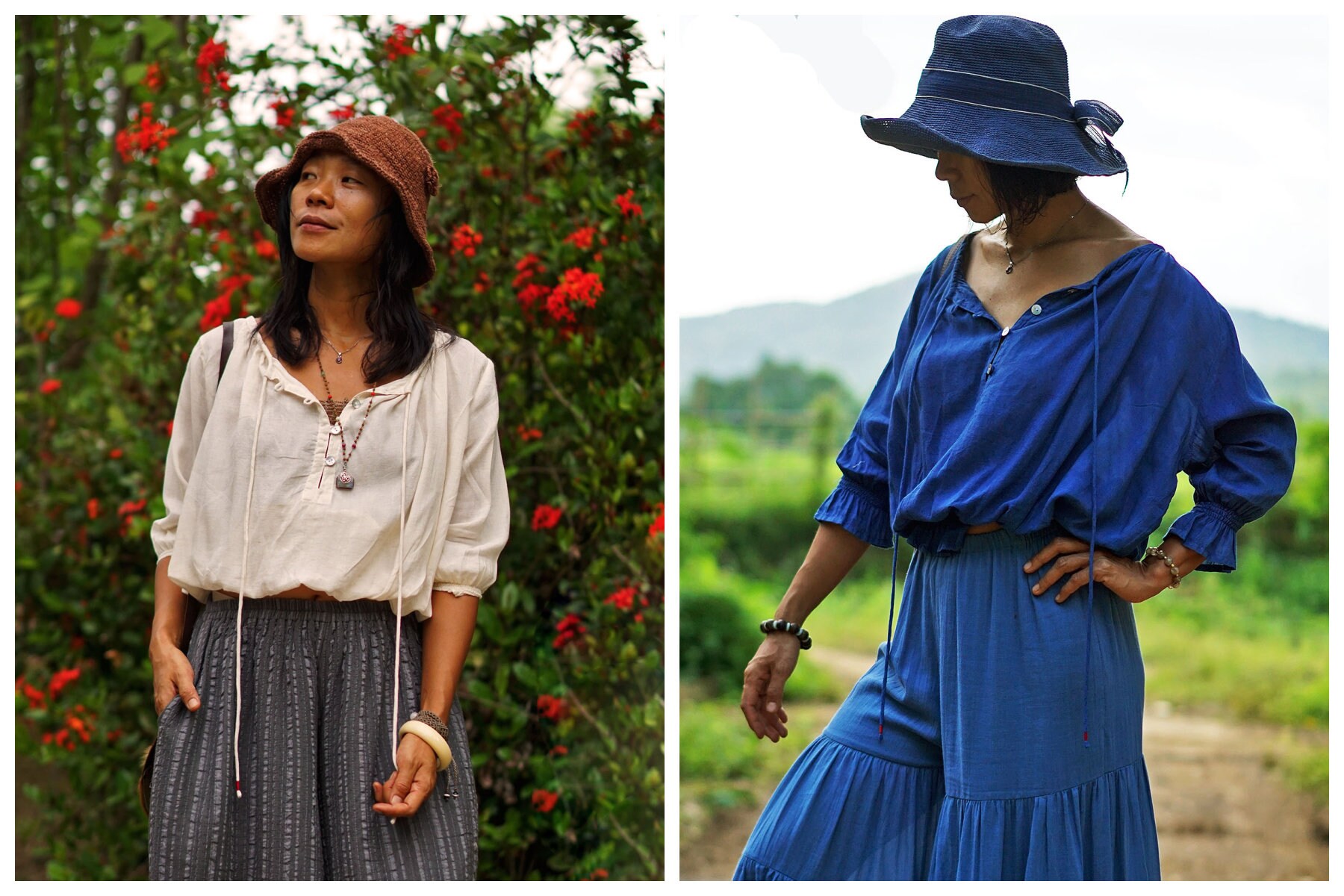 Raw Cotton Sheer Blouse for Women 