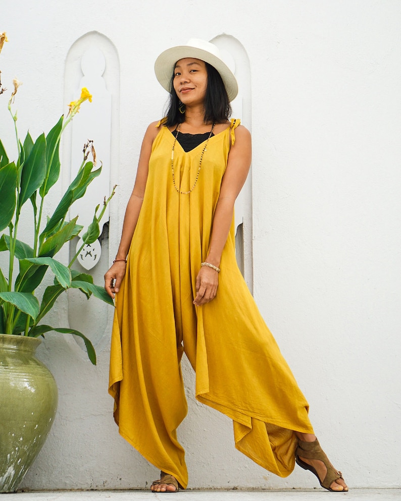 Jumpsuit Women Harem Jumpsuit Yellow Jumpsuit Plus Size Etsy