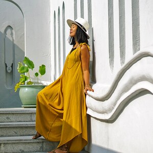 Jumpsuit Women, Harem Jumpsuit, Yellow Jumpsuit, Plus Size Clothing, Summer Overall, Hippie Jumpsuit, Wide Leg Jumpsuit, Loose Romper