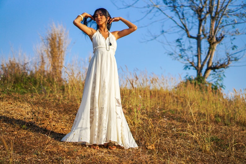 Boho-Kleid, böhmisches Kleid, Boho-Hochzeitskleid, böhmisches Hochzeitskleid, Frauen-Boho-Kleid, weißes Boho-Hochzeitskleid, Boho-Kleid Bild 1