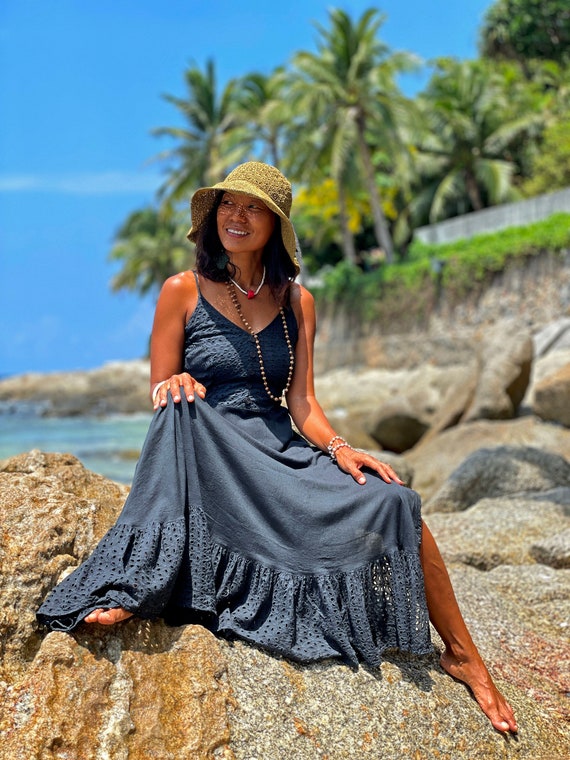 Black Maxi Dress Prom Dress Boho Dress 