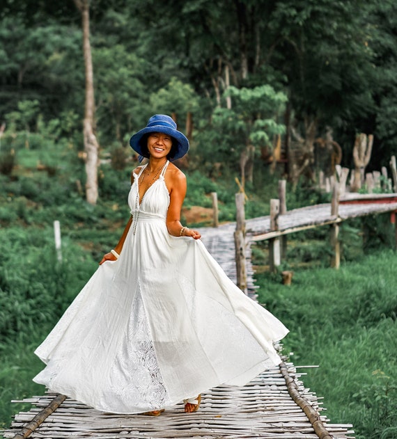 Robe boheme longue blanche hotsell