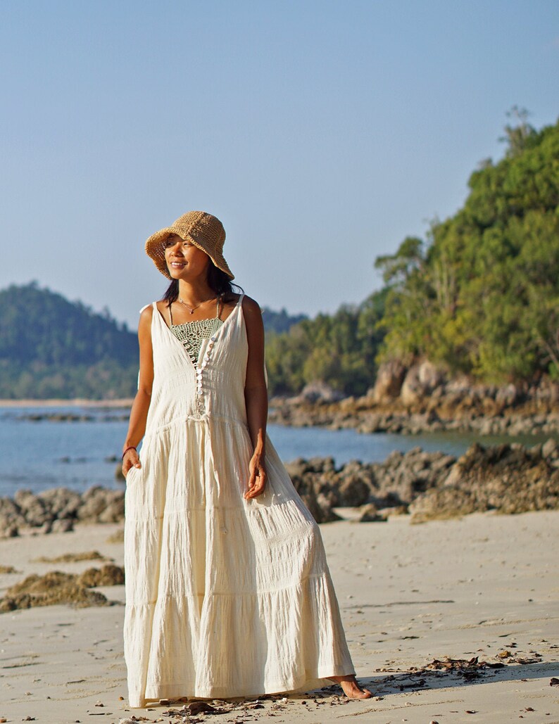Summer Boho V Neck Jumpsuit Dress Bohemian Elegant Sleeveless Cotton Wide Leg Jumpsuit for Women Loose Fit Stripe Woven Cotton Jumpsuit