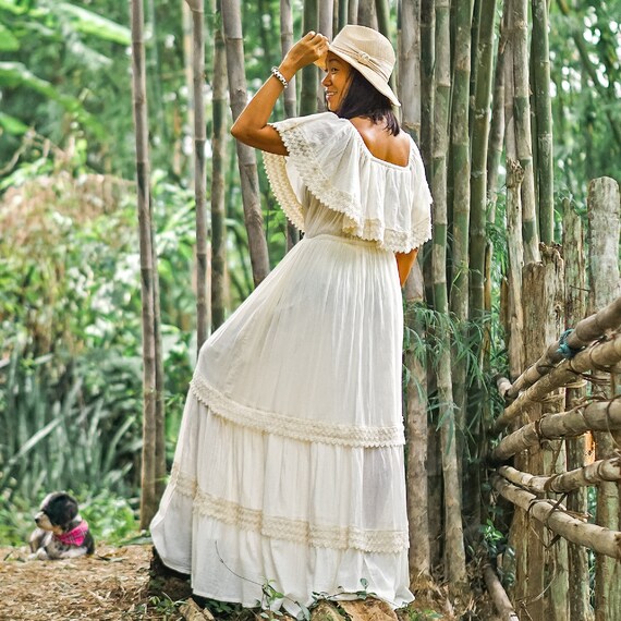 Lange boho jurk maxi boho jurk lange zomerjurk gebroken witte jurk maxi zomerjurk maxi jurk kant boho jurk kant lange jurk kant Etsy Nederland