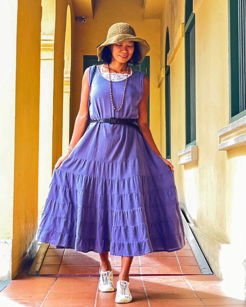 Orange & Lavender Purple Maxi Dress