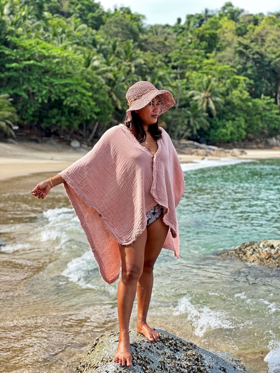 Beach Pink Kimono Cover Up, Cotton Pink Cover Up, Beach Women Pink Kimono, Cotton Pink Kimono, Open Front Pink Kimono, Open Front Cover Up