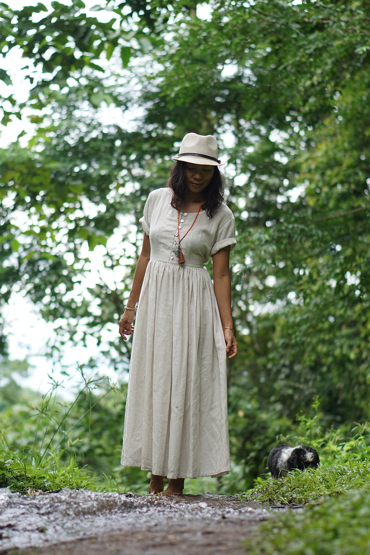 Summer Dress Flare Dress White Bohemian Dress Natural | Etsy