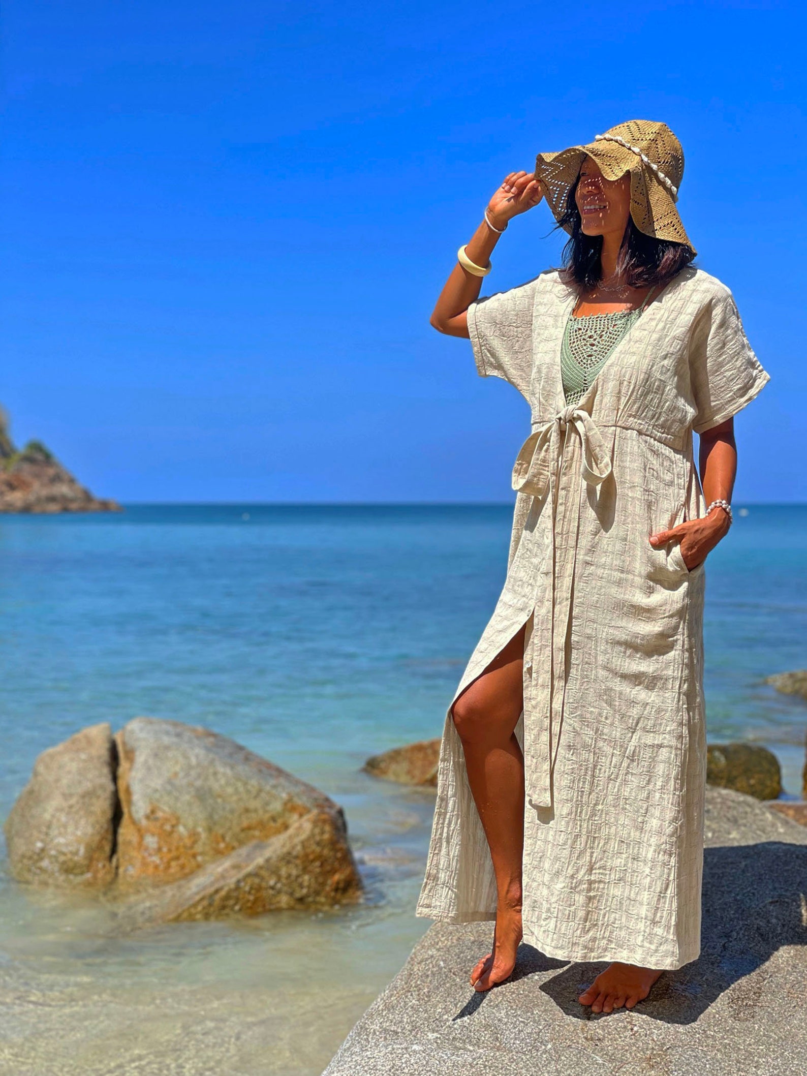 Elegant Cotton Linen Maxi Dress for Women Long A Line Button Etsy
