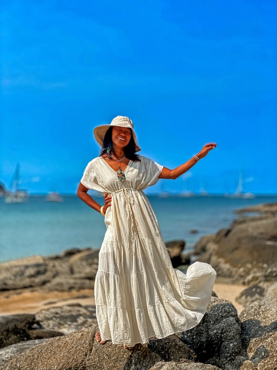 Long Cream Dress, Maxi Cream Dress, Plus Size Cream Dress, Summer Cream  Dress, Beach Boho Dress, Cream Dress, Cream Wedding Dress, Maxi - Etsy