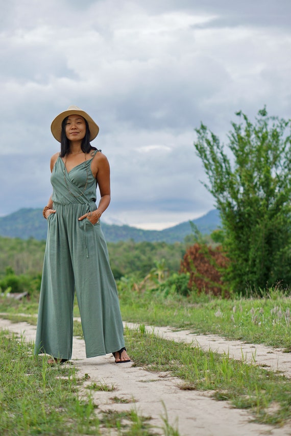 green elegant jumpsuit