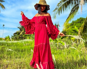 Long Red Dress, Maxi Red Dress, Maxi Cotton Dress, Red Cotton Dress, Women Cotton Dress, Red Photoshoot Dress, Photoshoot Dress, Red Dress